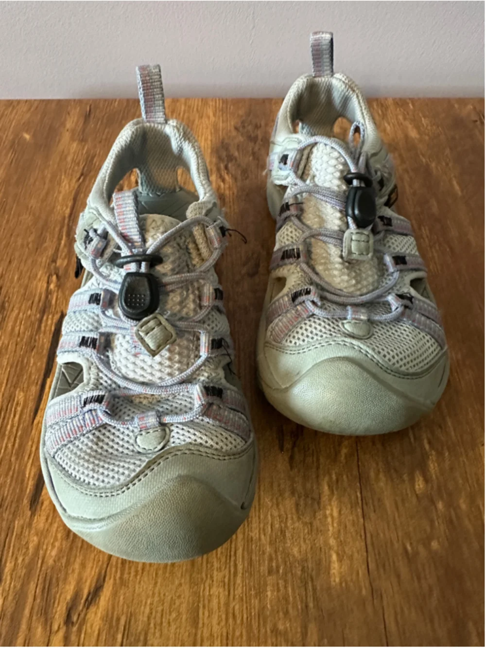 Teva Girls Water Shoes Size 11 Toddler Gray Blue Orange Closed Toe Bungee